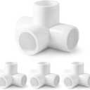 4 Way PVC Pipe Fittings 1/2 Inch, Zernmiarder White PVC Elbow Corner Side Outlet Tee Fitting, SCH40 Furniture Grade Pipe Connectors - Fits 1/2" Polyvinyl Chloride Pipes, 12 Pieces