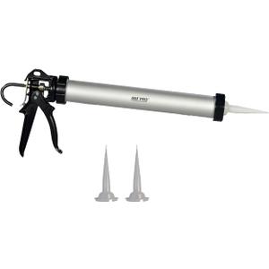 AWF PRO Sausage Caulking Gun, 20 oz Foil Pack and 10 oz Cartridge Convertible, 18:1 Thrust Ratio, Aluminum Barrel, Includes 3 Tips