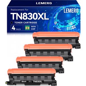 LEMERO Compatible Toner Cartridge Replacement for Brother TN830XL TN830 XL High Yield Toner Cartridge Work with DCP-L2640DW HL-L2460DW HL-L2480DW HL-L2405W MFC-L2820DW Printer 830XL 4-Black