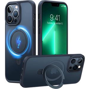 TORRAS Magnetic for iPhone 13 Pro Max Case 6.7 inch [ Fit for Magsafe] with Stand, [Military Grade Drop Protection] Shockproof Translucent Back Slim Protective Phone Case (2021), Black