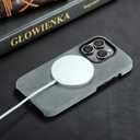 Alcantara Case for iPhone 15, Handmade Half-Wrapped Synthetic Suede Cover, Compatible with Magsafe Wireless Charging (Gray)