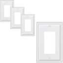 4-Pack Decorator Outlet Cover Plate, Pearls Decorative Switch Plates and Outlet Covers, Durable Unbreakable Polycarbonate, Pure White Wall Plates for Electrical Outlets