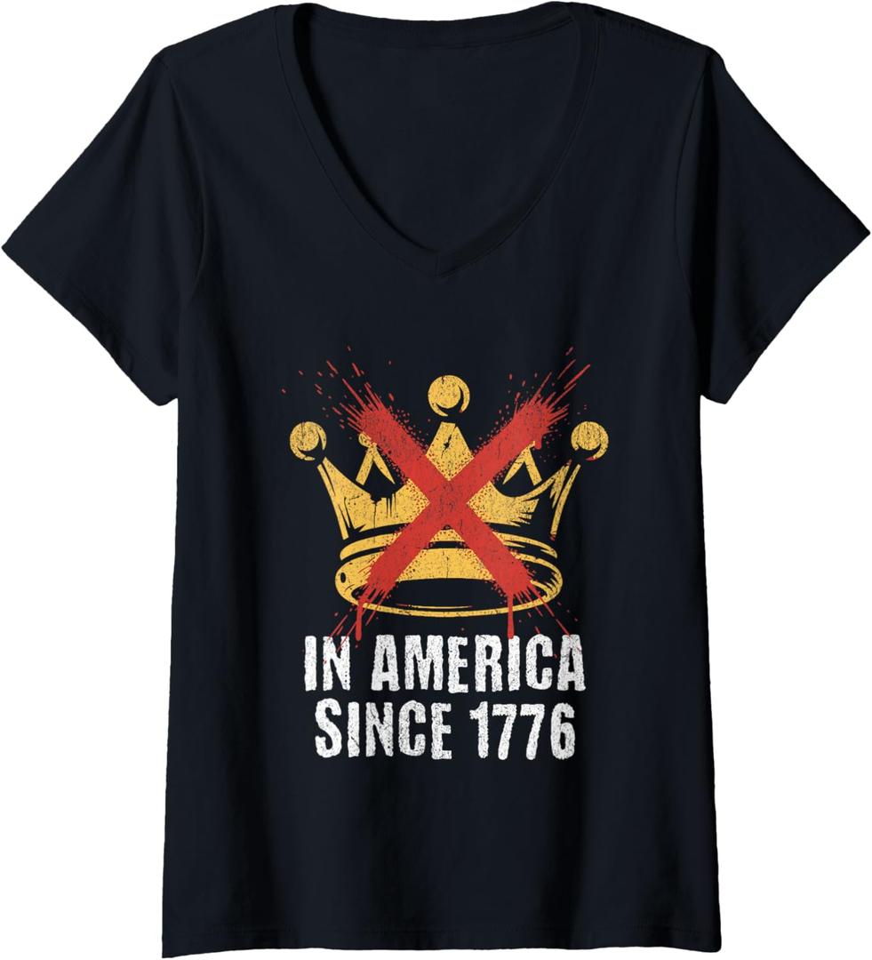 Womens No Kings V-Neck T-Shirt,small