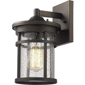 Bestshared Outdoor Wall Light, Exterior Porch Mount Light Fixture, Outdoor Wall Sconce, Front Door Lantern Lamp with Seeded Glass Shade(Oil Rubbed Bronze, 11.3" Height)