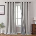 Joydeco Blackout Curtains 120 Inches Long 2 Panels Burg, Room Darkening Curtains for Bedroom, 100% Black Out Textured Thermal Drapes Privacy Protection 2 Panels Set(W52 x L120 Inch, Greyish White)