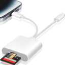 SD Card Reader for iPhone, iPad, USB C & Lightning Dual Connector Digital Camera Adapter to iPhone, High-Speed Trail Camera Memory Card Viewer, Support SD/Micro SD Cards, Plug and Play