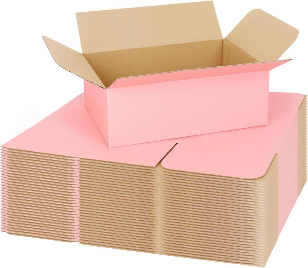 9x6x4 Shipping Boxes for Small Business, 30 Pack Pink Corrugated Cardboard Boxes, Small Mailing Boxes for Shipping Packing