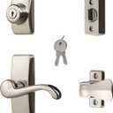 Ideal Security GL Door Lever Set with Keyed Deadbolt Lock for Storm and Screen Doors, Satin Nickel (4-Piece Set)