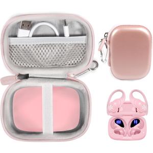 CaseSack Case for PocBuds Headphones 80hrs Playtime Wireless Charging Case Digital Display Sports Ear Buds (Pink)