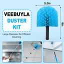 30FT Reach Cobweb Duster with Extension Pole - Spider Web Brush for Cleaning with 5-24FT 5-Section Flip-Lock Telescopic Pole, Effortlessly Cleans High Indoor & Outdoor Webs