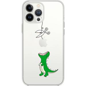 Blingy's for iPhone 13 Pro Case (6.1 inch), Funny Dinosaur Pattern Fun Cartoon Animal Style Transparent Soft TPU Protective Clear Case (Dinosaur)