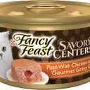 Purina Fancy Feast Savory Centers Gourmet Wet Cat Food Pate With Chicken and Gravy Center, (Pack of 24) 3 oz Cans, BBD MAR 2028