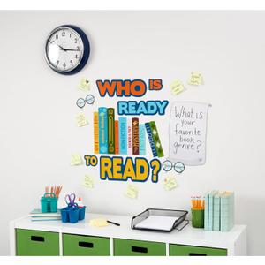 Eureka 661001 Who is Ready to Read Interactive Mini Bulletin Board Set with Dry Erase Headliners, Multicolor, 12 Pieces