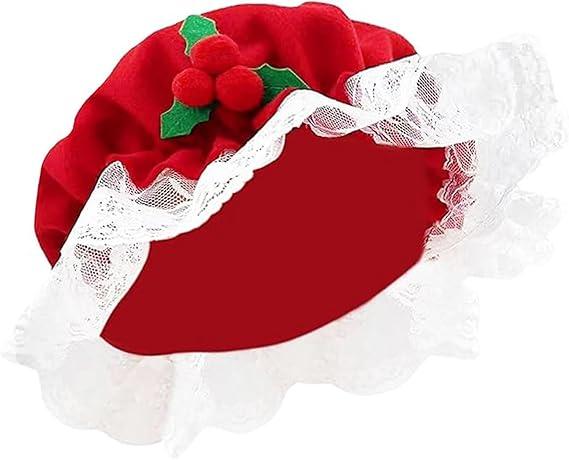 Mrs Claus Hat Old Lady Santa Cap Granny Red Bonnet Christmas New Year Party Grandma Maid Cosplay Costume Accessories