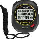 PULIVIA Stopwatch Timer Lap Split Digital Stopwatch with Clock Calendar Alarm, Large Display Stop Watch for Sports Kids Coaches Swimming Running
