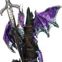 Ebros Gift Legendary Pacific Purple Metallic Armored Knight Dragon Holding Castle Tower and Gothic Sword Letter Opener Figurine Home Office Decorative Sculpture Medieval Dungeons Dragons Fantasy
