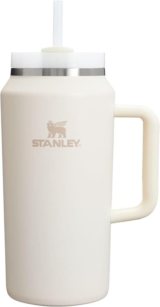 STANLEY Quencher H2.0 Tumbler with Handle & Straw 64 oz | Flowstate 3-Position Lid | Large Capacity for Travel & Sports | Insulated Stainless Steel Cup | BPA-Free | Cream 2.0