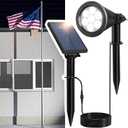 Solar Spotlights Outdoor for Flag Pole, Bright 7-LED Solar Spot Lights with Separate Panel Waterproof, Dusk-to-Dawn Flagpole Lights, Adjustable Landscape Ground Wall Lighting for House Garden(White)