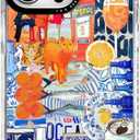 for iPhone 13 Pro Max Case, Mediterranean Aperol Collage Pattern, Military-Grade Drop Protection, Playful Coastal Soft Slim TPU Protective Cover with Camera Protection for Women & Girls