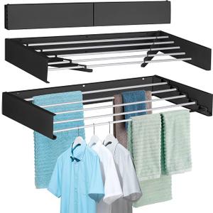 FOCHIER F Laundry Drying Rack Wall Mounted Clothes Drying Rack Black,23.6"
