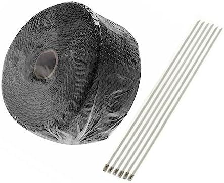 Pack of 2 BSTFLEX 2 inch by 16.5 feet Exhaust Manifold Heat Wrap Thermal Wrap Tape and Stainless Ties Kit, Black