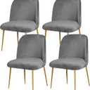 Gollense Curved Back Chair Covers for Dining Room, Velvet Mid Century Modern Chair Slipcovers, Semi Circle Back Chair Seat Protector for Kitchen Living Room (4PCS, Dark Grey)