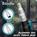 TelesPro 20 Feet High Reach Window Squeegee with 5-12Ft Extension Pole, Window Cleaner Tool with 3-Stage Telescoping Pole, Window Cleaning Kit with Rotatable Head (2 Squeegee & 2 Microfibre Cloths)