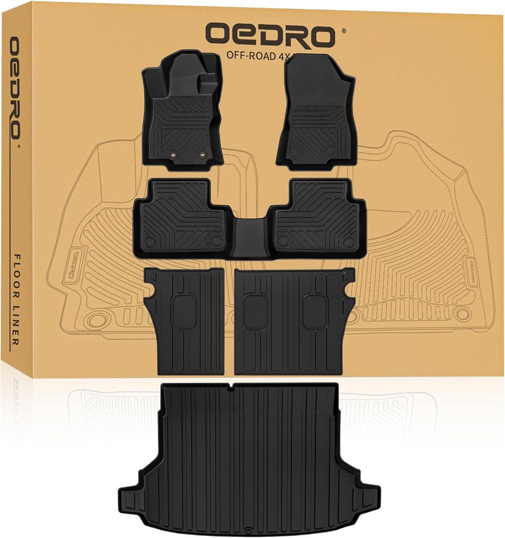 OEDRO Fit for Subaru Forester 2026 2025 Floor Mats Trunk Mat with Backrest Mat, Custom Fit TPE All Weather Floor Liners Accessories, Anti-Slip Back Seat Protector Fit for Forester, Full Mat Set