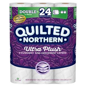 Quilted Northern Ultra Plush Toilet Paper, 12 Double Rolls, 12 = 24 Regular Rolls