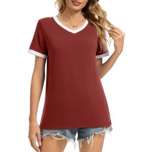Xelky Womens Short Sleeve T-Shirts V Neck Summer Casual Basic Workout Tops (M)