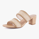 Women Heels Sandals Braided Block Nude Summer Chunky Square Leather Woven Comfort Strappy Dress Casual Pumps Mules, 9