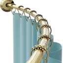 Zenna Home Rustproof Curved Shower Curtain Rod, No Drill Tension or Permanent Mount Adjustable Curved Shower Rod for Bathroom, Easy Install, Rounded for Extra Room, 50 to 72 Inches, Gold