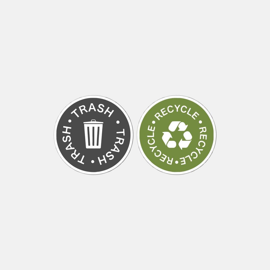 Recycle & Trash Stickers, Decal for Trash Bin Recycle Sticker Home, Office, Car Bumper, Waterproof, 3 Inches