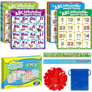 Alphabet Bingo Game,Letter/Number/Sight Word Bingo Game for Kids,ABC and 123 Board Games for Kids 4-6,Alphabet Learning Toys for Kindergarten,Matching Perfection