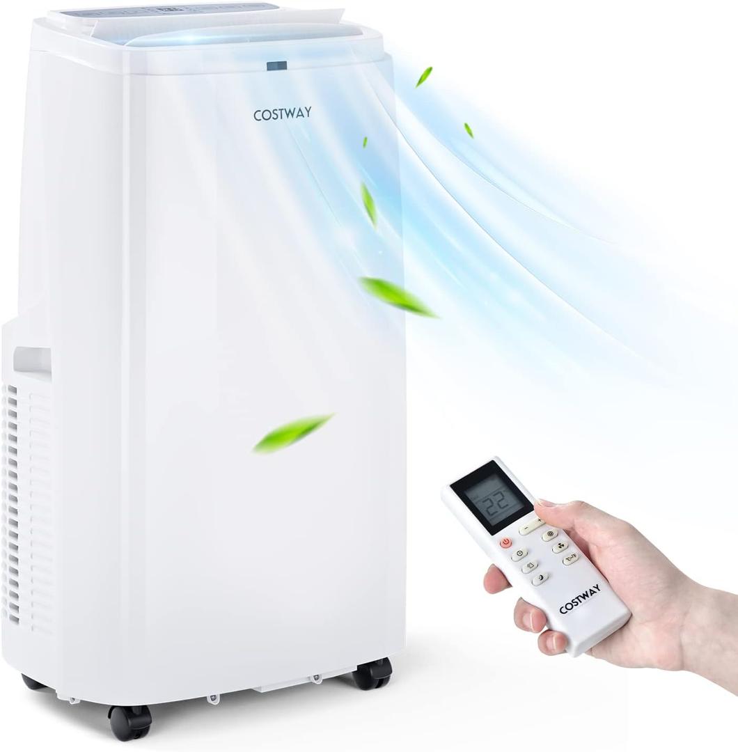 Portable Air Conditioner 9000 BTU, 3 in 1 Air Cooler with Fan & Dehumidifier, Quiet AC Unit Cools Rooms up to 350 sq.ft, Sleep Mode, 3 Fan Speeds, 24H Timer, Digital Display & Remote Control (9000BTU)