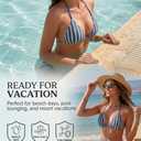 Women's 3 Piece Sexy Triangle Crochet Bikini Set - Halter Tie Side Swimsuit with Cover Up for Beach Vacation 2026 (Blue, L)