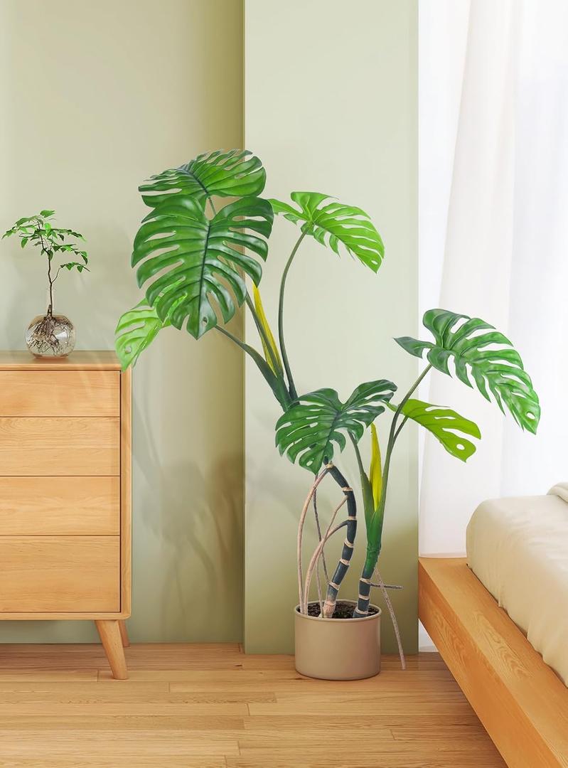 Artificial Plants 43'' Monstera Tree - Fake Tropical Palm Tree Upgrated and Classic Monstera Deliciosa Plant for Home Office Nordic Decor (3.6ft-1Pack)
