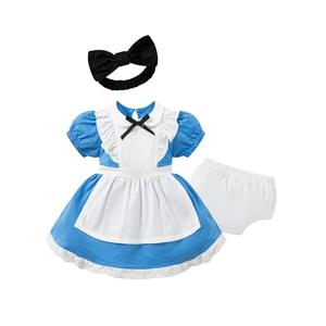 FairySassy Baby Toddler Girl Dress with Bloomer Short Halloween Movie Costume with Diaper Cover (Blue,6-12 Months)