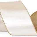 Ribbli Ivory Velvet Ribbon Wired 4 Inch Glossy Velvet with Glitter Christmas Ribbon for Christmas Tree Decoration Big Bow Gift Wrapping Crafts Wreaths Supplies - Continuous 10 Yards