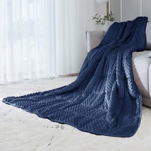 ALANSMA Reversible Weighted Blanket for All Season, Luxury Velvet, Warm and Cool, Adult 20Lb Blue Weighted Blanket, Enjoy Sleeping Anywhere(Blue,60"x80" 20lbs)