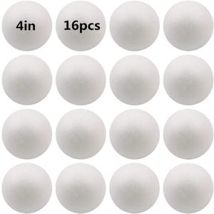 FFchuanhe 16 Pack Foam Balls for Crafts, 4 Inch Polystyrene Smooth Round Balls, for Arts and Crafts Supplies, School Project, Weddings, Christmas, Home Decoration and Various Gathering White