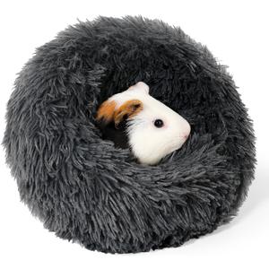 Plush Guinea Pig Bed, Small Pet Hideout, 13 x 13 x 3.54 inches, Dark Grey