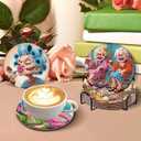 askkqtx 8 Pcs Fruits Diamond Art Coasters Kits with Holder, Diamond Painting Coasters Kits for Adults, DIY 5D Diamond Dots Small Mini Kit Full Round Drill Art Craft Supplies 4X4 Inch