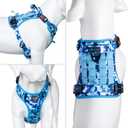 PHOEPET No Pull Tactical Dog Harness,Service Dog Vest with Molle & Loop Panels,Easy Control with Handle for Large Dogs(Ocean Blue,XL)