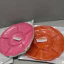 CAOXIAOXUYAO 12-Inch Round Plastic Serving Trays with 3 Pack,6 Sectional Snacks Serving Dish Food Platters for Nut Candy Veggie Fruit Thanksgiving (3, Yellow,Red,Orange) 2 Pack