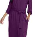 Women's Long Robes Ladies Kimono Bathrobes Full Length Robes Soft Modal Sleepwear Nightgown (Purple, M)