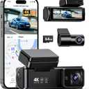 4K Dash Cam Front Rear:Dual Dash Camera for Car, 5GHz/2.4GHz Wi-Fi GPS Dashcam with Loop Recording 24H Parking Monitor Night Vision G-Sensor 170° View Angle APP Control and 64GB Card Gift