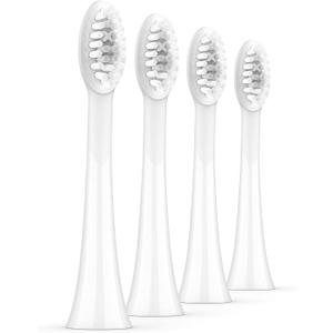 ORDO Replacement Sonic Toothbrush Heads with Pulse Technology for Teeth Cleaning, Plaque Removal, Silicone Polishing, Deep Clean Bristles, Adults, Pack of 4, White Silver