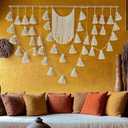 Jakalin Macrame Wall Hanging Boho Tassel Garland 57"x39" | Handmade Cotton Rope Wall Decor for Living Room, Bedroom, Nursery | Large Macrame Banner for Wedding Backdrop, Home Decoration