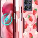 LISEVOfor Moto G Power 2025 Case - for Motorola Moto G Play 2025 Case Compatible with MagSafe Women Cute Girls Magnetic Protective Phone Cover Girly Kawaii Strawberry Heavy Duty Shockproof
